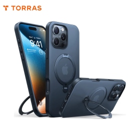 霧黑 圖拉斯TORRAS Ostand Spin Magnetic 相機按鍵旋轉支架防摔手機殼iPhone16ProMax