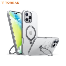 鈦灰 圖拉斯TORRAS Ostand Spin Magnetic 相機按鍵旋轉支架防摔手機殼iPhone16ProMax