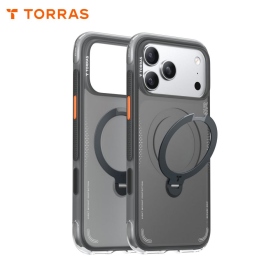 黑 圖拉斯TORRAS Ostand Spin Air Magnetic 相機按鍵旋轉支架氣囊防摔手機殼 iPhone17ProMax
