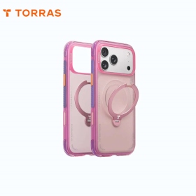 霓虹粉 圖拉斯TORRAS Ostand Spin Air Magnetic 相機按鍵旋轉支架氣囊防摔手機殼 iPhone17ProMax