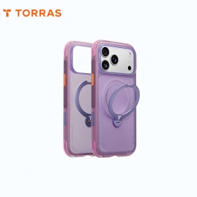 極光紫 圖拉斯TORRAS Ostand Spin Air Magnetic 相機按鍵旋轉支架氣囊防摔手機殼 iPhone17ProMax