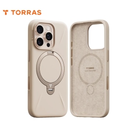 沙漠金 圖拉斯TORRAS Ostand Spin Silicone Magnetic 相機按鍵旋轉支架矽膠防摔手機殼 iPhone16Pro