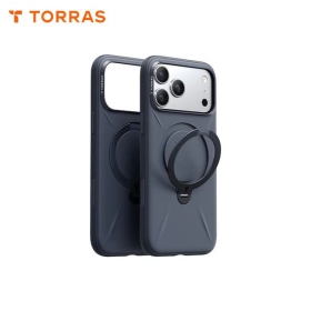 藍 圖拉斯TORRAS Ostand Spin Silicone Magnetic 相機按鍵旋轉支架矽膠防摔手機殼 iPhone17Pro