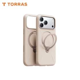 沙漠金 圖拉斯TORRAS Ostand Spin Silicone Magnetic 相機按鍵旋轉支架矽膠防摔手機殼 iPhone17Pro
