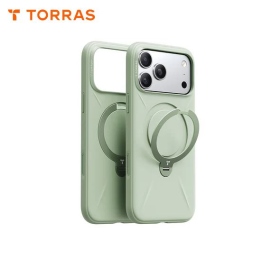 綠 圖拉斯TORRAS Ostand Spin Silicone Magnetic 相機按鍵旋轉支架矽膠防摔手機殼 iPhone17ProMax