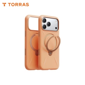 橘 圖拉斯TORRAS Ostand Spin Silicone Magnetic 相機按鍵旋轉支架矽膠防摔手機殼 iPhone17ProMax