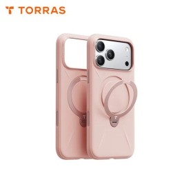 粉 圖拉斯TORRAS Ostand Spin Silicone Magnetic 相機按鍵旋轉支架矽膠防摔手機殼 iPhone17ProMax