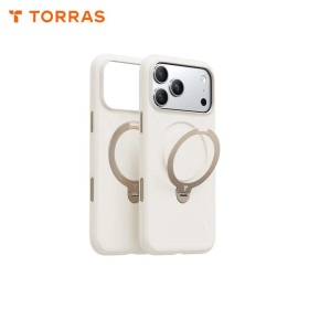 白 圖拉斯TORRAS Ostand Spin Silicone Magnetic 相機按鍵旋轉支架矽膠防摔手機殼 iPhone17ProMax