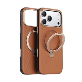 咖 圖拉斯TORRAS Ostand Spin VegSkin Magnetic 相機按鍵旋轉支架皮革防摔手機殼 iPhone17Pro