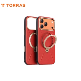 炙烈紅 圖拉斯TORRASOstand Spin VegSkin Magnetic 相機按鍵旋轉支架皮革防摔手機殼 iPhone17Pro