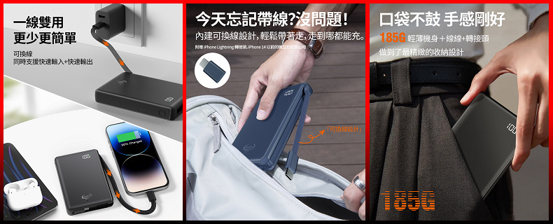 Cowhorn 牛角C04-可拆線數顯快充行動電源(10000mAh)